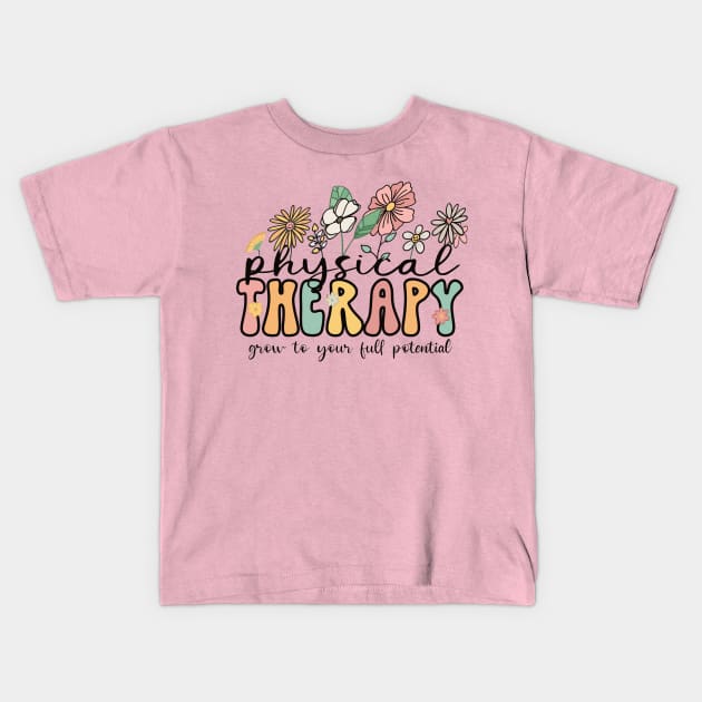 Physical Therapy, Grow to your full potential, Career Design, Retro, Vintage Kids T-Shirt by Sheila’s Studio